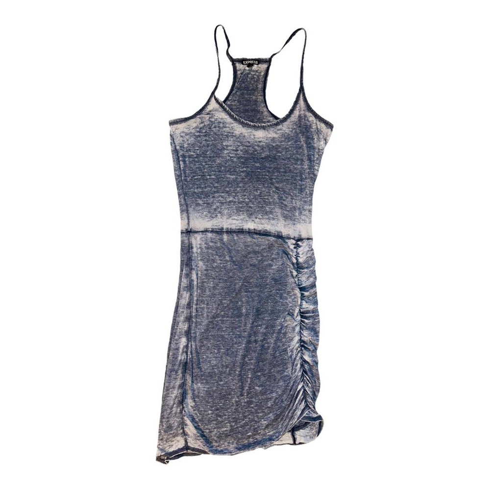 Express Blue Racerback Ruched Faded Tank Dress - Picture 2 of 8